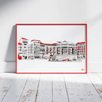 Ilustración a color, Plaza del Castillo Pamplona, tamaño A4