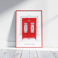 Ilustración Puerta Roja, Calle Alameda Recalde 63, Bilbao, tamaño A4