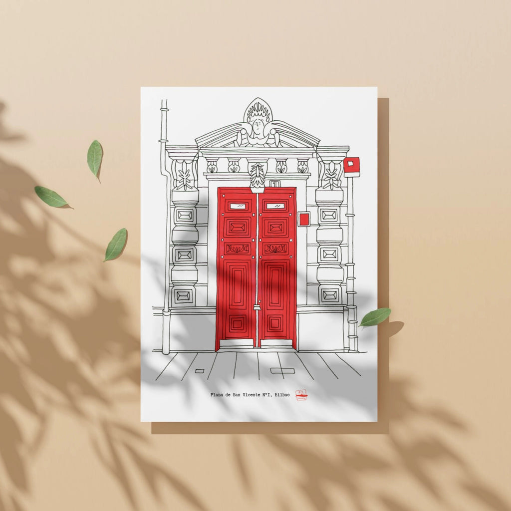 Lámina Puerta Roja Bilbao. Plaza San Vicente Nº1