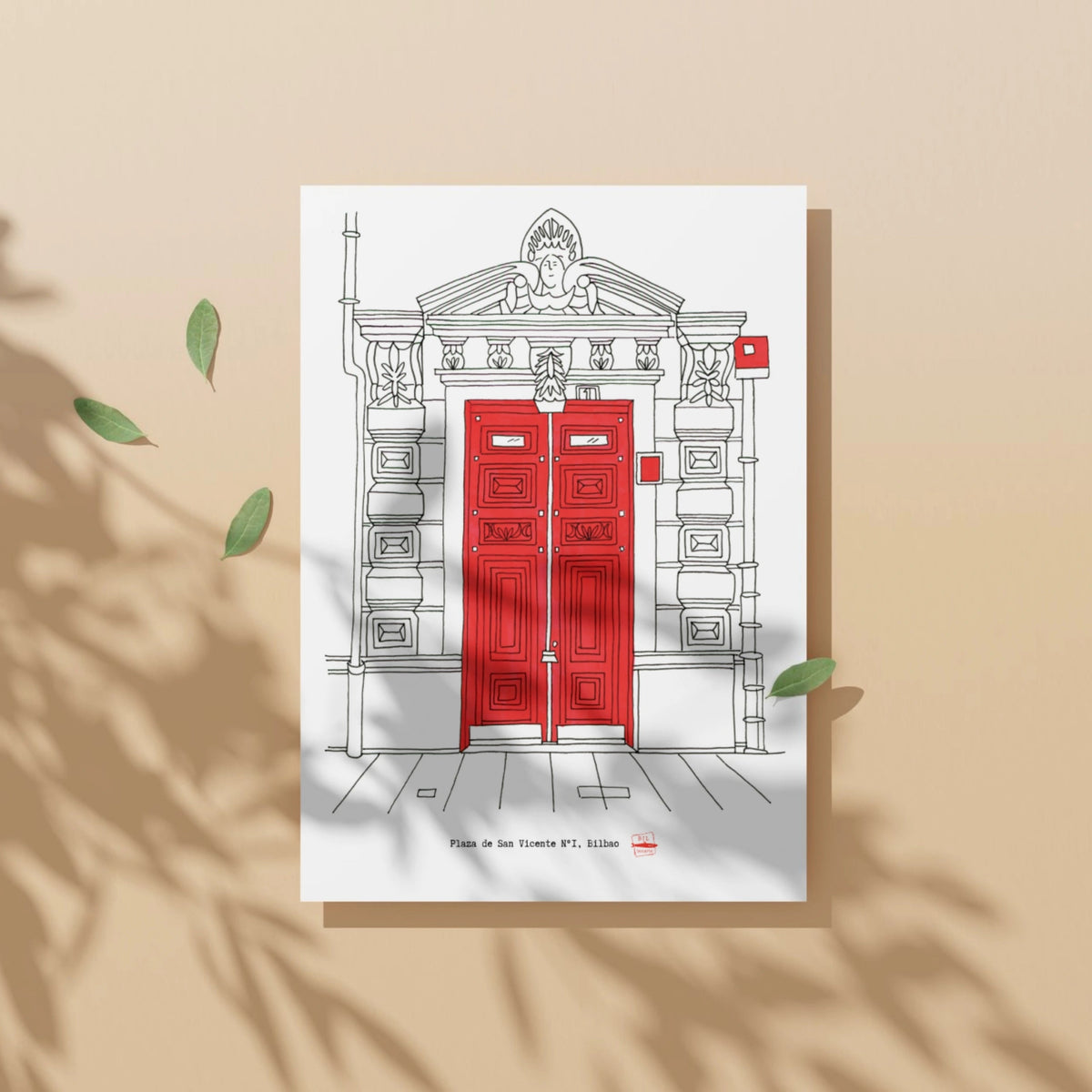Lámina Puerta Roja Bilbao. Plaza San Vicente Nº1
