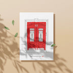 Ilustración Puerta Roja, Calle Alameda Recalde 63, Bilbao, tamaño A4