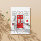 Ilustración Puerta Roja, Calle Bertendona 1, Bilbao, tamaño A4