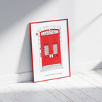Ilustración Puerta Roja, Calle Colón de Larreátegui 6, Bilbao, tamaño A4