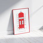 Ilustración Puerta Roja, Calle Hurtado Amézaga 3, Bilbao, tamaño A4